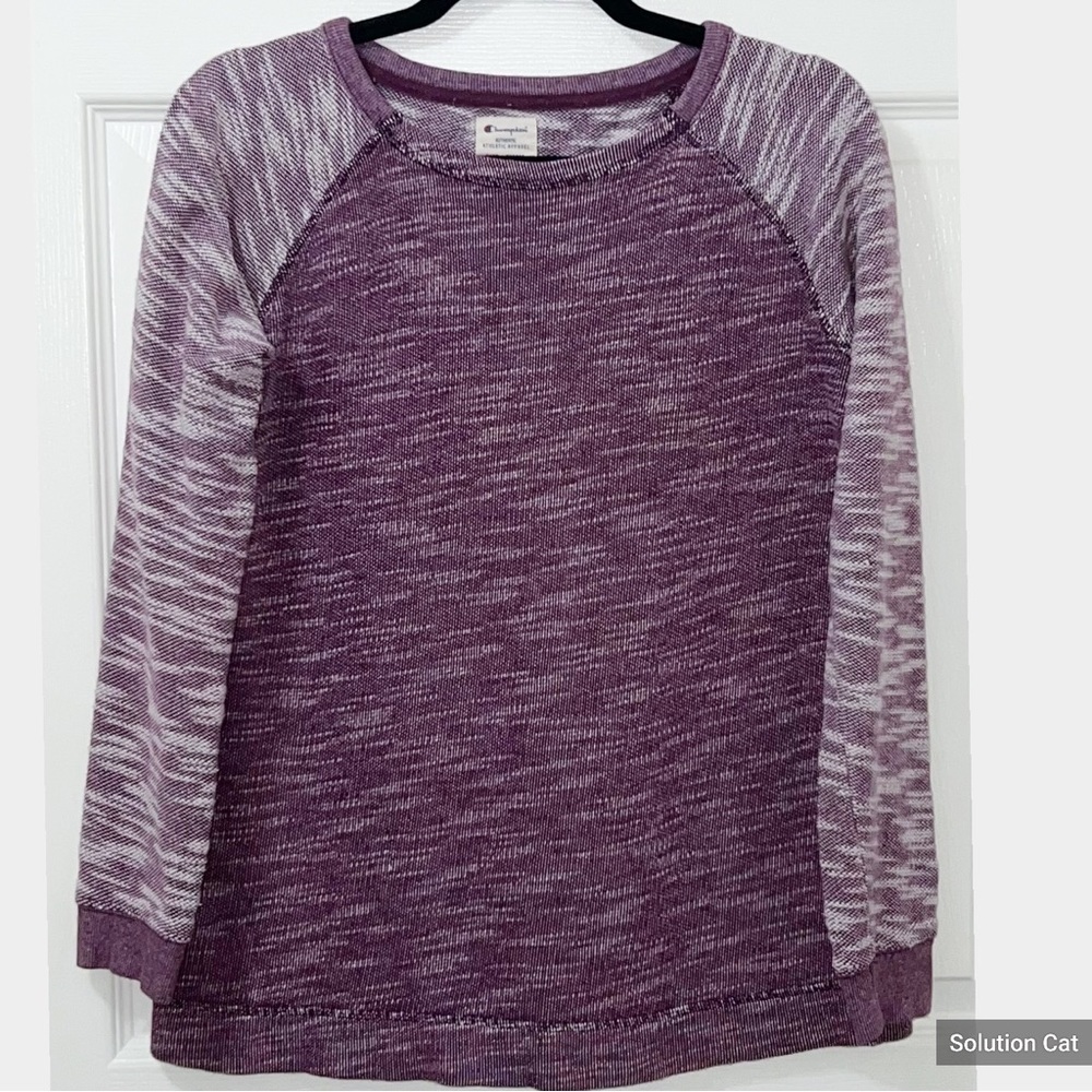 Vintage Champion Women's S Heather Knit Fitted Sweatshirt Crewneck Purple